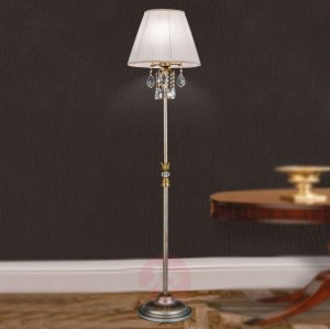 Materiałowa lampa stojąca MIRAMARE z kryształami