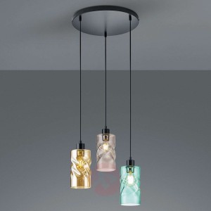 Lampa wisząca Swirl szklane klosze, 3-pkt. okrągła