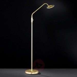 Pełna wdzięku lampa stojąca LED Twin mosiądz mat