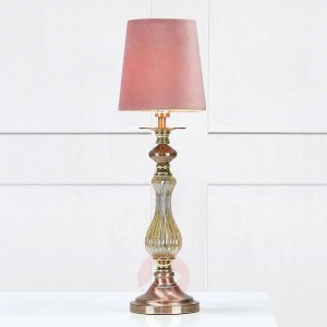 Lampa stołowa z tkaniny Heritage, klosz stary róż