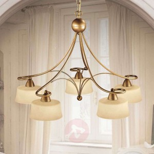 Lampa wisząca Alessio z 5 kloszami ze szkła Scavo