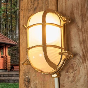 Owalna zewnętrzna lampa ścienna BENGT z mosiądzu