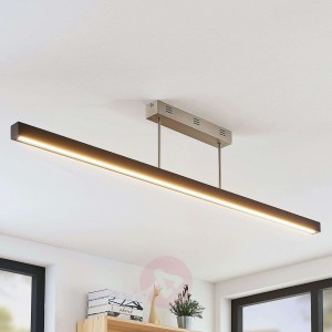 Drewniana lampa sufitowa LED Tamlin, czarna 140 cm