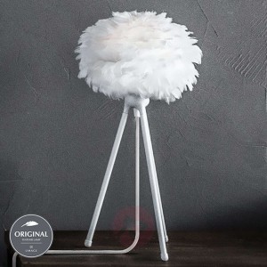 Trójnożna lampa stołowa Eos micro z kloszem z piór