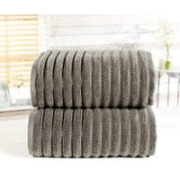 Zestaw 2 ręczników kąpielowych Ribbed Charcoal