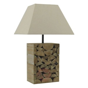 Lampa stołowa Camino z drewna i tkaniny, 50 cm
