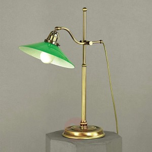 Zielona lampa stołowa VERDINA elementy patynowane
