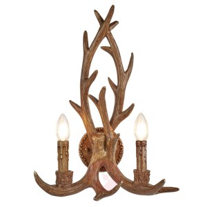 Lampa ścienna z porożem Stag – 2-punktowa