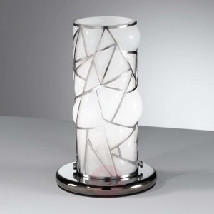 Lampa stołowa Orione z elementami stali biała