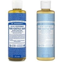 Dr. Bronner's Pure-Castile Liquid Soap Peppermint 240ml + Dr. Bronner's Pure-Castile Liquid Soap Baby-Mild 240ml