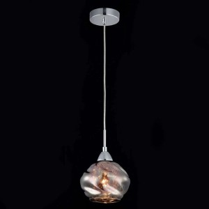 Szara szklana lampa wisząca Haze z kryształami