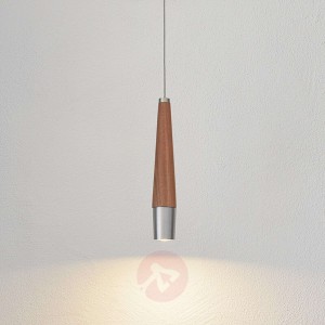 Smukła lampa wisząca LED Conic, drewno orzechowe