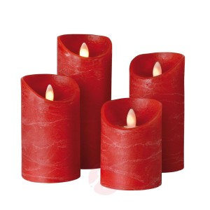 Świeca słupkowa LED Shine 4 szt. Ø 7,5 cm czerwona