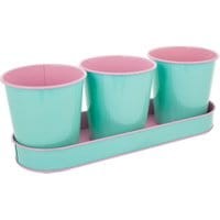 Zestaw 3 doniczek z 1 tacką Lily Mint