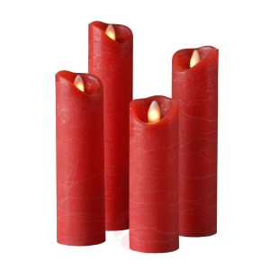 Świeca słupkowa LED Shine 4 szt. Ø 5 cm czerwona
