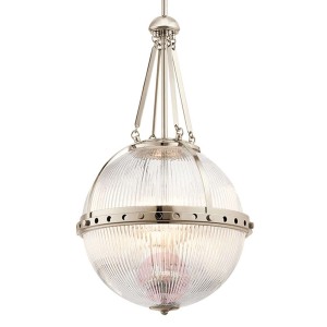 Szklana lampa wisząca Aster, kulista, nikiel