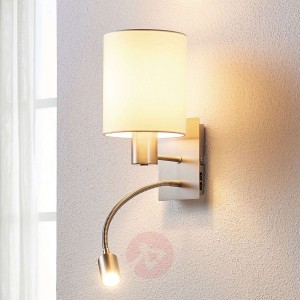 Materiałowa lampa ścienna Shajan z lampką do czyt.