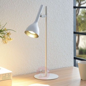 Lampa stołowa Nordwin z metalu, biało-srebrna