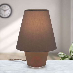 Tekstylna lampa stołowa Bliźniaki brązowa Ø 32 cm