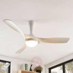 Lindby Borga wentylator LED, 3 łopatki, biały