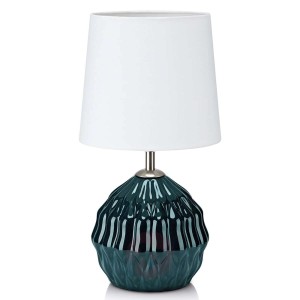 Lampa stołowa Lora, tkanina, stopa ceramiczna