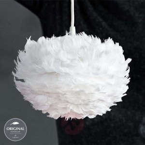 Lampa wisząca Eos micro, biała, gęsie pióra