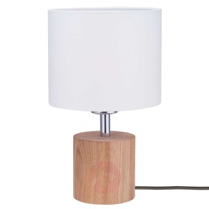 Lampa stołowa Trongo, dąb olejowany, biały klosz
