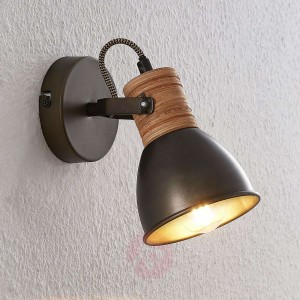 Lindby Arina lampa ścienna z drewnem, 11 cm