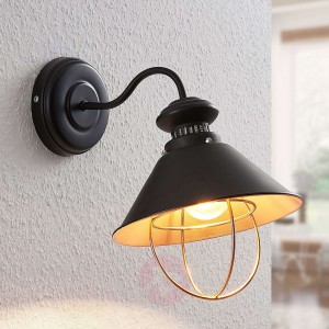 Lampa ścienna Aloisia z klatką, czarno-miedziana