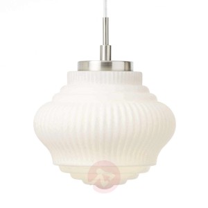 Szklana lampa wisząca Tanic nikiel + biały