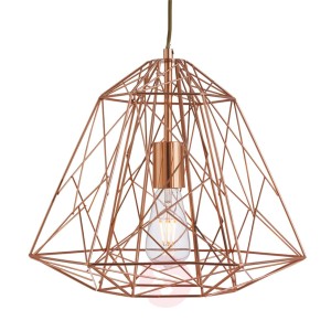 Futurystyczna lampa wisząca Geometric Cage, miedź