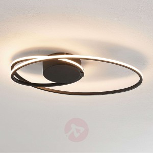 Lindby Xenias lampa sufitowa LED, czarna, 49 x 30