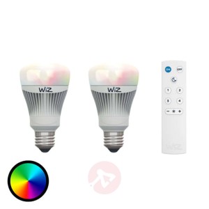 Zestaw 2 żar LED E27 WIZ z pilotem, św RGB + białe
