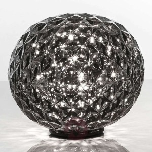 Okrągła lampa stołowa LED Planet przydymiona szara