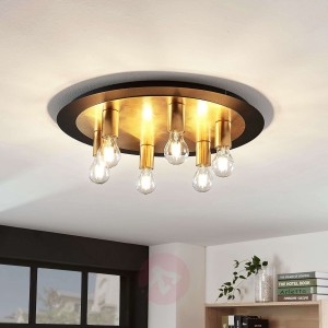 Metalowa lampa sufitowa Justik, 6-punktowa, czarna