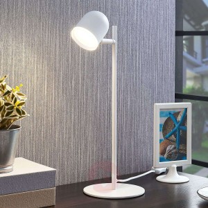 Lampa stołowa LED Ilka, biała, z przełącznikiem