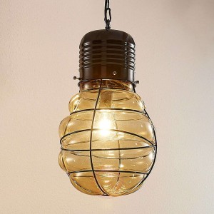 Lampa wisząca Maluka, bursztynowe szkło