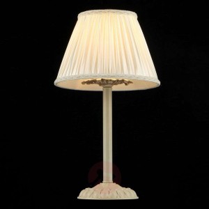Lampa stołowa Olivia z kremowym kloszem z satyny