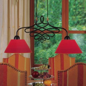 Lampa wisząca SORENT z czerwonymi kloszami