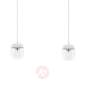 2-punktowa lampa wisząca Acorn, biała i stalowa
