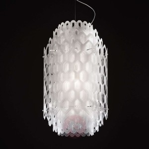 Biała, wielowarstwowa designerska lampa wisząca