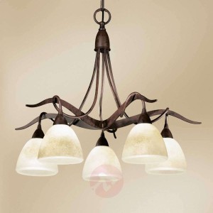 Lampa wisząca Samuele wiejski dom, 5-pkt., scavo