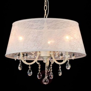 Lampa wisząca Filomena z abażurem z koronki