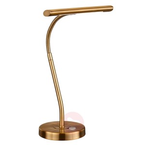Wyginana lampa stołowa LED Curtis, post. mosiądz