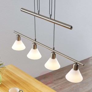 Lampa wisząca Delira, regulacja, 4-pkt. nikiel