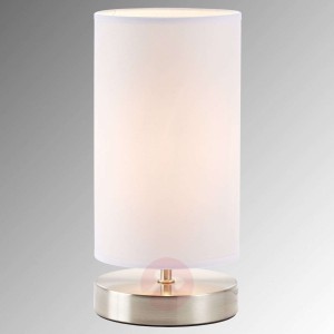 Biała tekstylna lampa stołowa Clarie