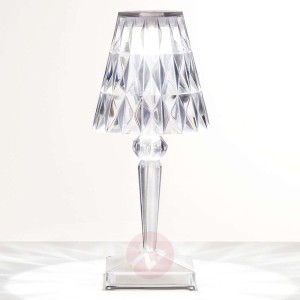 Lampa stołowa LED Battery IP54, przezroczysta