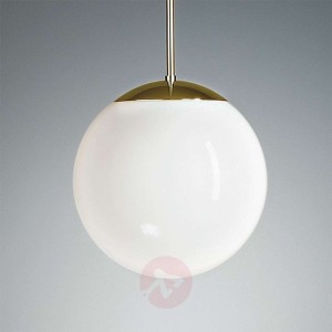 Lampa wisząca z opalowym kloszem 25 cm mosiądz