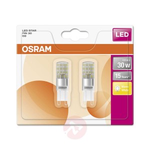 Żarówka sztyft LED G9 2,6W 827, zestaw 2 szt.