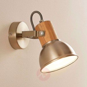 Ścienny i sufitowy spot LED Dennis z drewnem